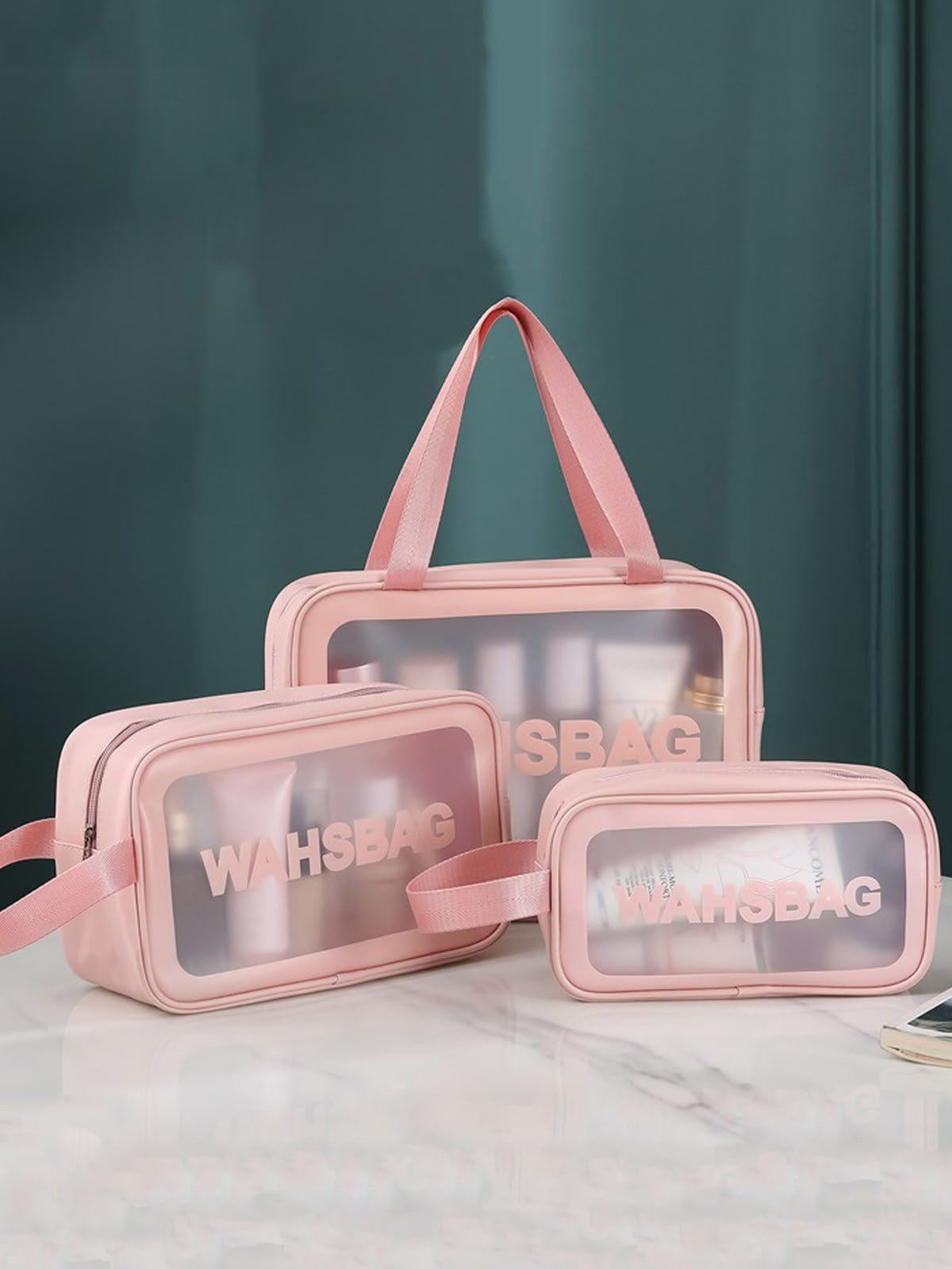 Transparent Wash Bag Set | Travel Makeup Organizer Waterproof Cosmetic Pouch.