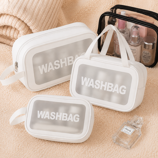 Transparent Wash Bag Set | Travel Makeup Organizer Waterproof Cosmetic Pouch.