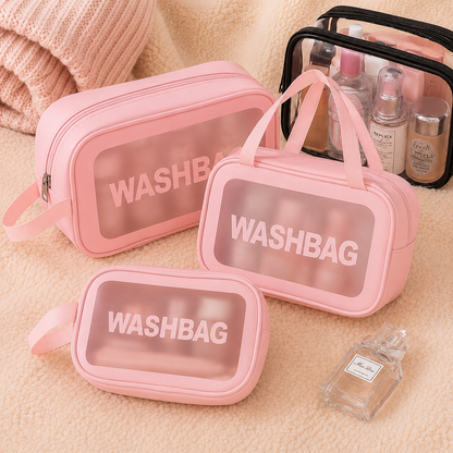 Transparent Wash Bag Set | Travel Makeup Organizer Waterproof Cosmetic Pouch.