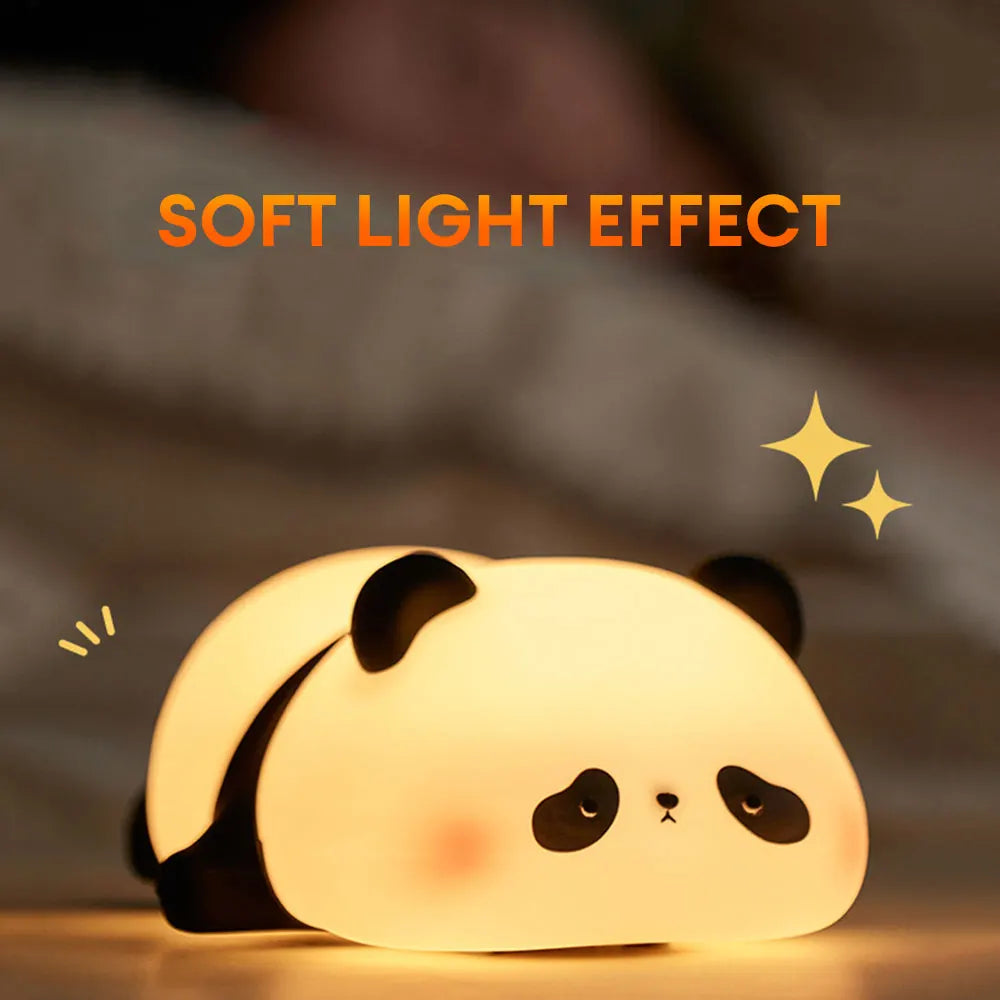 Soft Silicone Panda Night Light for Kids – Rechargeable, Dimmable, Touch Control Baby Lamp