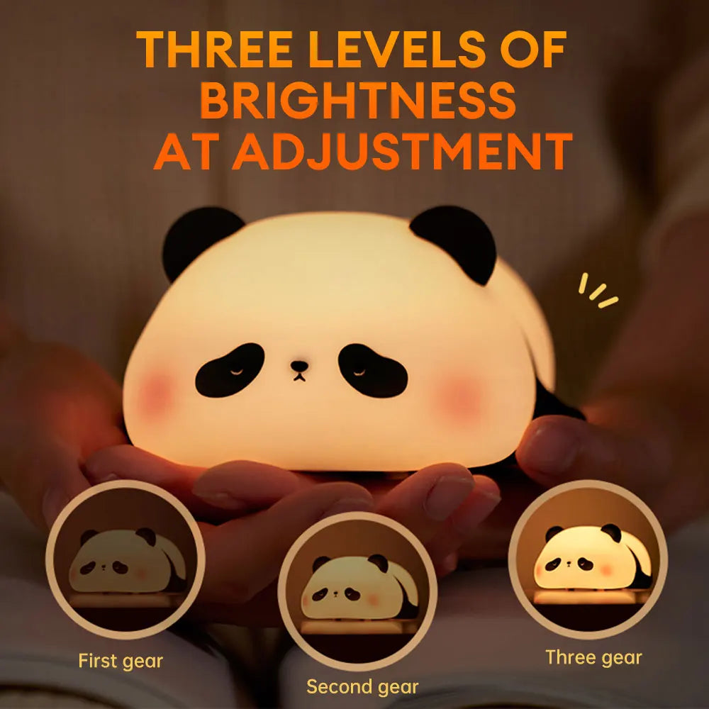 Soft Silicone Panda Night Light for Kids – Rechargeable, Dimmable, Touch Control Baby Lamp