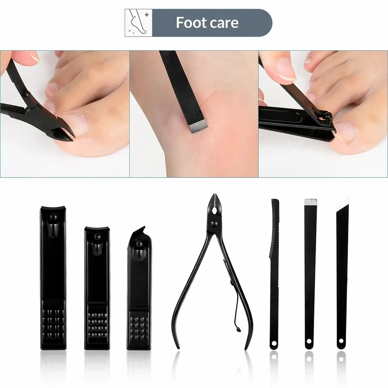 18-Piece Black Stainless Steel Manicure & Pedicure Set - Professional Nail Clipper Kit for Home Beauty Care