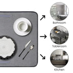 Multipurpose Dish Drying Mat with Plates Rack & Pot Lid Holder - Microfibre Absorbent Kitchen Mat