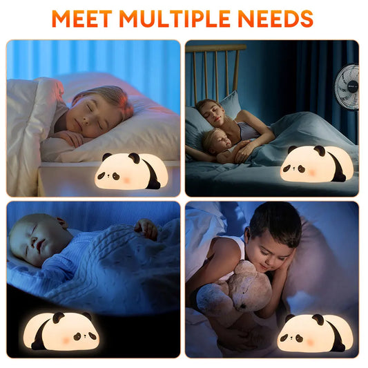 Soft Silicone Panda Night Light for Kids – Rechargeable, Dimmable, Touch Control Baby Lamp