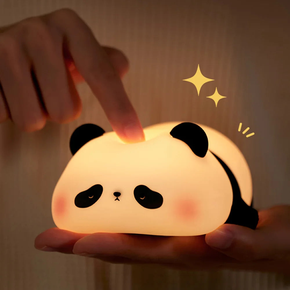 Soft Silicone Panda Night Light for Kids – Rechargeable, Dimmable, Touch Control Baby Lamp