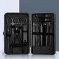 18-Piece Black Stainless Steel Manicure & Pedicure Set - Professional Nail Clipper Kit for Home Beauty Care