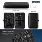 18-Piece Black Stainless Steel Manicure & Pedicure Set - Professional Nail Clipper Kit for Home Beauty Care