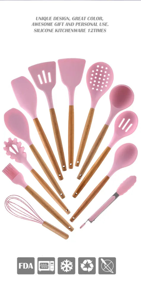 12 Pcs Silicone Cooking Utensils