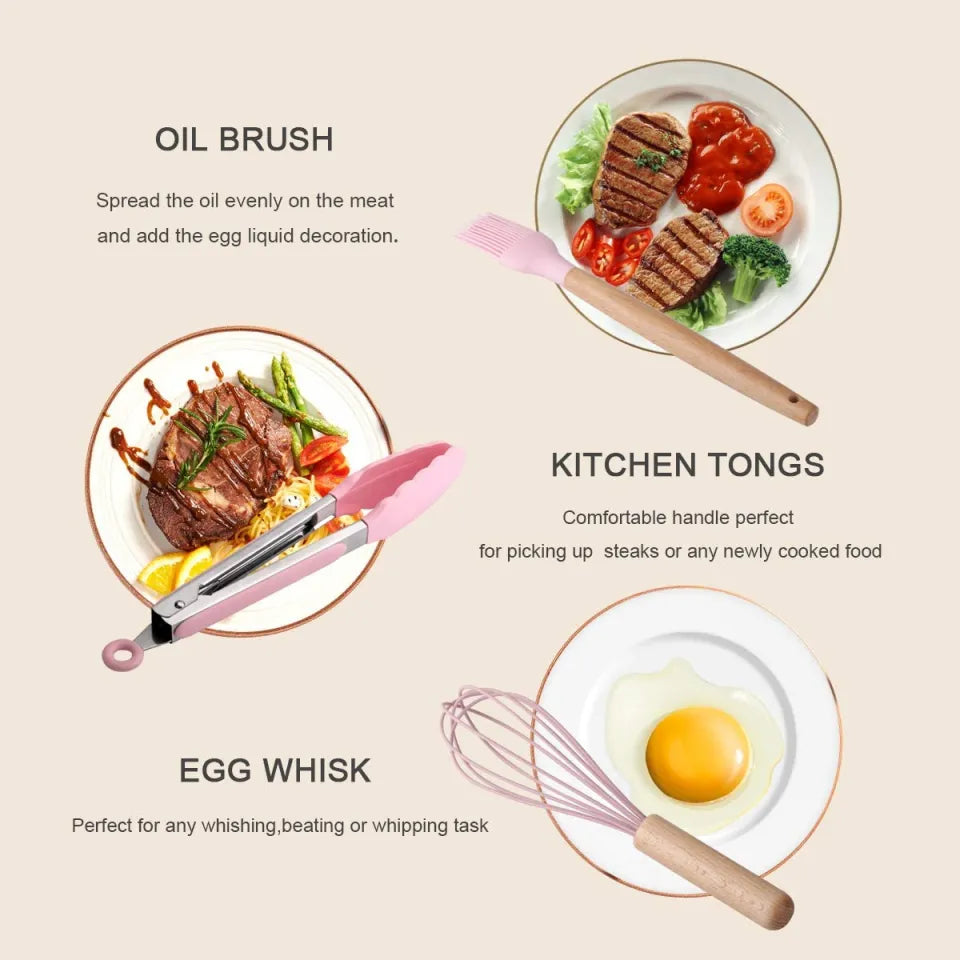 12 Pcs Silicone Cooking Utensils