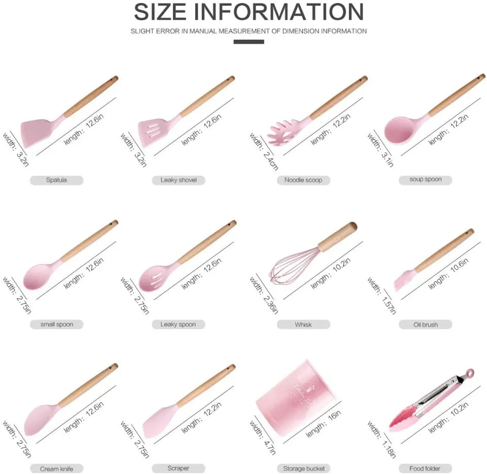12 Pcs Silicone Cooking Utensils